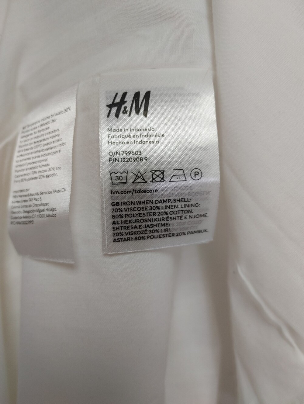 H&M Linen Blend Smocked Waist Dress Size XL - Picture 10 of 12